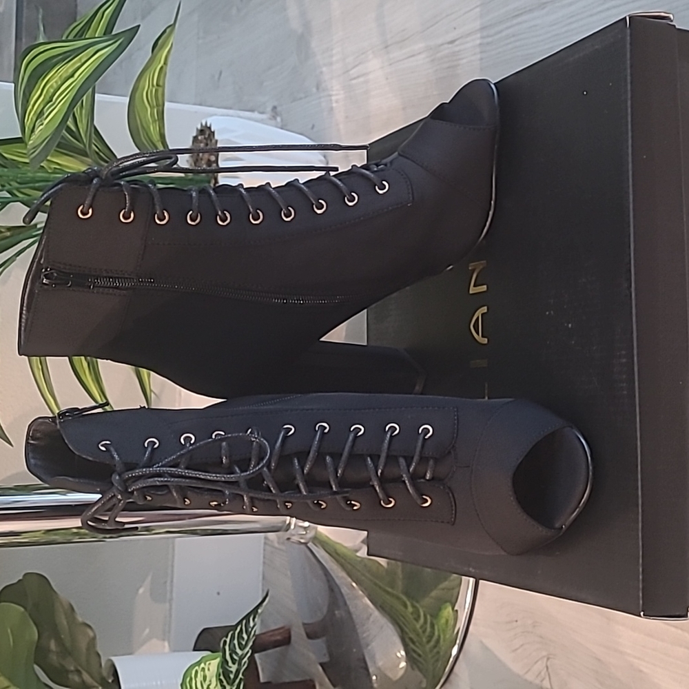 Black peep toe boot